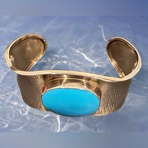 925% STERLING SIVER TAXCO MEXICO BANGLE BRACELET 7”.  BLUE TURQUOISE STONE.